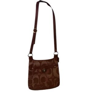 Coach Signature Crossbody purse with adjustable straps - Burgundy